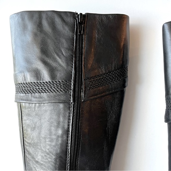 Aldo Black Leather Tall Heeled Boots Size 37 - Picture 10 of 15